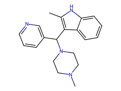 2-methyl-3-((4-methylpiperazin-1-yl)(pyridin-3-yl)methyl)-1H-indole structure