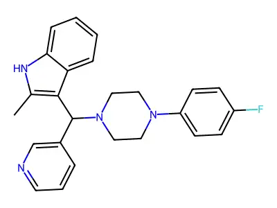 3-{[4-(4-fluorophenyl)piperazin-1-yl](pyridin-3-yl)methyl}-2-methyl-1H-indole structure
