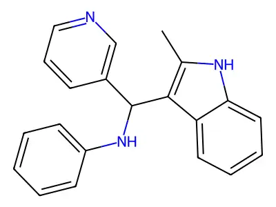 N-[(2-methyl-1H-indol-3-yl)(pyridin-3-yl)methyl]aniline structure