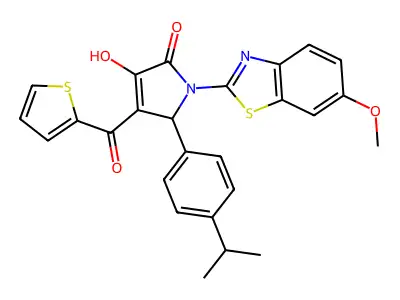 (4E)-4-[hydroxy(thiophen-2-yl)methylidene]-1-(6-methoxy-1,3-benzothiazol-2-yl)-5-[4-(propan-2-yl)phenyl]pyrrolidine-2,3-dione structure