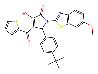 5-[4-(tert-butyl)phenyl]-3-hydroxy-1-(6-methoxybenzothiazol-2-yl)-4-(2-thienyl carbonyl)-3-pyrrolin-2-one structure