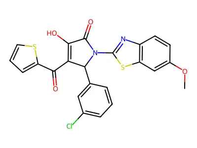 (4E)-5-(3-chlorophenyl)-4-[hydroxy(thiophen-2-yl)methylidene]-1-(6-methoxy-1,3-benzothiazol-2-yl)pyrrolidine-2,3-dione structure