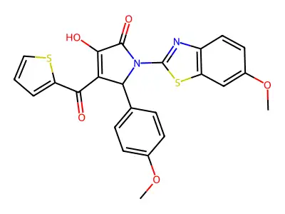 (4E)-4-[hydroxy(thiophen-2-yl)methylidene]-1-(6-methoxy-1,3-benzothiazol-2-yl)-5-(4-methoxyphenyl)pyrrolidine-2,3-dione structure