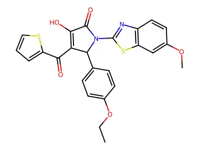 (4E)-5-(4-ethoxyphenyl)-4-[hydroxy(thiophen-2-yl)methylidene]-1-(6-methoxy-1,3-benzothiazol-2-yl)pyrrolidine-2,3-dione structure