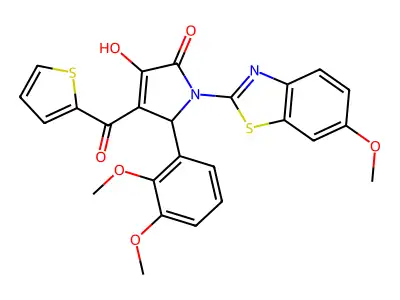 (4E)-5-(2,3-dimethoxyphenyl)-4-[hydroxy(thiophen-2-yl)methylidene]-1-(6-methoxy-1,3-benzothiazol-2-yl)pyrrolidine-2,3-dione structure