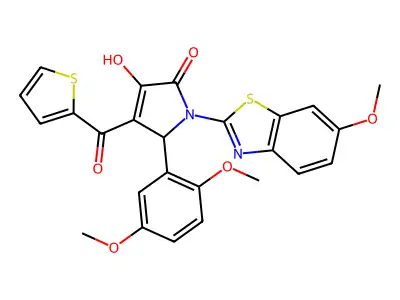 (4E)-5-(2,5-dimethoxyphenyl)-4-[hydroxy(thiophen-2-yl)methylidene]-1-(6-methoxy-1,3-benzothiazol-2-yl)pyrrolidine-2,3-dione structure