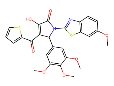 (4E)-4-[hydroxy(thiophen-2-yl)methylidene]-1-(6-methoxy-1,3-benzothiazol-2-yl)-5-(3,4,5-trimethoxyphenyl)pyrrolidine-2,3-dione structure