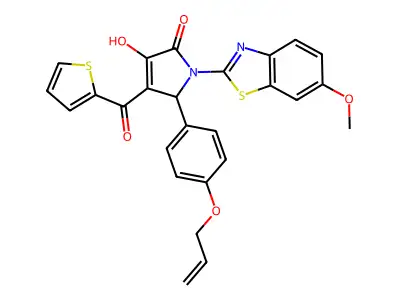 (4E)-4-[hydroxy(thiophen-2-yl)methylidene]-1-(6-methoxy-1,3-benzothiazol-2-yl)-5-[4-(prop-2-en-1-yloxy)phenyl]pyrrolidine-2,3-dione structure
