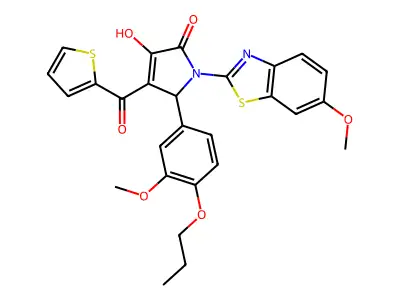 (4E)-4-[hydroxy(thiophen-2-yl)methylidene]-1-(6-methoxy-1,3-benzothiazol-2-yl)-5-(3-methoxy-4-propoxyphenyl)pyrrolidine-2,3-dione structure