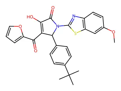 (4E)-5-(4-tert-butylphenyl)-4-[furan-2-yl(hydroxy)methylidene]-1-(6-methoxy-1,3-benzothiazol-2-yl)pyrrolidine-2,3-dione structure