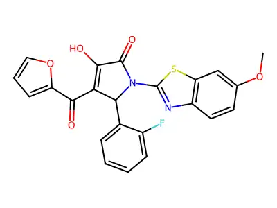 5-(2-Fluorophenyl)-4-(2-furylcarbonyl)-3-hydroxy-1-(6-methoxybenzothiazol-2-yl)-3-pyrrolin-2-one structure