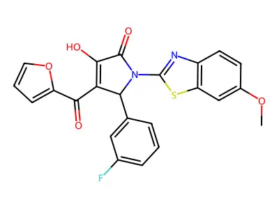 5-(3-Fluorophenyl)-4-(2-furylcarbonyl)-3-hydroxy-1-(6-methoxybenzothiazol-2-yl)-3-pyrrolin-2-one structure