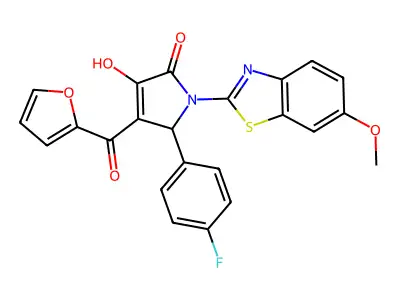 5-(4-Fluorophenyl)-4-(2-furylcarbonyl)-3-hydroxy-1-(6-methoxybenzothiazol-2-yl)-3-pyrrolin-2-one structure