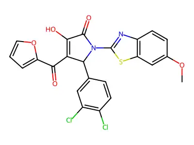 (4E)-5-(3,4-dichlorophenyl)-4-[furan-2-yl(hydroxy)methylidene]-1-(6-methoxy-1,3-benzothiazol-2-yl)pyrrolidine-2,3-dione structure