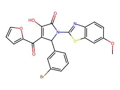 5-(3-Bromophenyl)-4-(2-furylcarbonyl)-3-hydroxy-1-(6-methoxybenzothiazol-2-yl)-3-pyrrolin-2-one structure