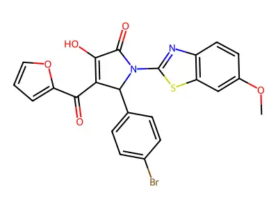5-(4-Bromophenyl)-4-(2-furylcarbonyl)-3-hydroxy-1-(6-methoxybenzothiazol-2-yl)-3-pyrrolin-2-one structure