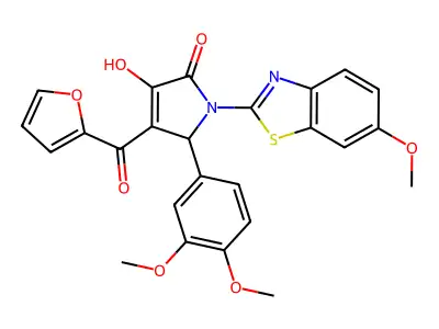 (4E)-5-(3,4-dimethoxyphenyl)-4-[furan-2-yl(hydroxy)methylidene]-1-(6-methoxy-1,3-benzothiazol-2-yl)pyrrolidine-2,3-dione structure
