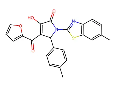 4-(2-Furylcarbonyl)-3-hydroxy-1-(6-methylbenzothiazol-2-yl)-5-(4-methylphenyl)-3-pyrrolin-2-one structure