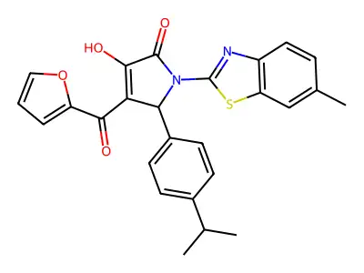4-(2-furylcarbonyl)-3-hydroxy-1-(6-methylbenzothiazol-2-yl)-5-[4-(methylethyl) phenyl]-3-pyrrolin-2-one structure