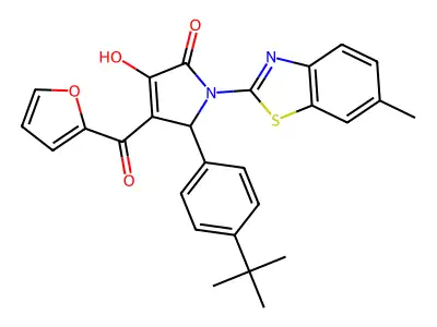(4E)-5-(4-tert-butylphenyl)-4-[furan-2-yl(hydroxy)methylidene]-1-(6-methyl-1,3-benzothiazol-2-yl)pyrrolidine-2,3-dione structure