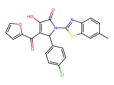 5-(4-Chlorophenyl)-4-(2-furylcarbonyl)-3-hydroxy-1-(6-methylbenzothiazol-2-yl)-3-pyrrolin-2-one structure