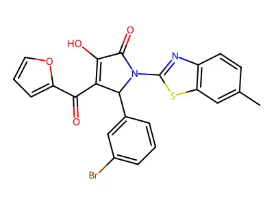 5-(3-Bromophenyl)-4-(2-furylcarbonyl)-3-hydroxy-1-(6-methylbenzothiazol-2-yl)-3-pyrrolin-2-one structure