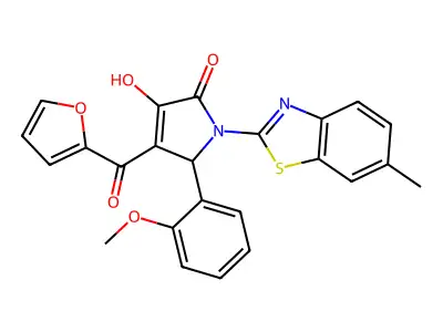 4-(2-Furylcarbonyl)-3-hydroxy-5-(2-methoxyphenyl)-1-(6-methylbenzothiazol-2-yl)-3-pyrrolin-2-one structure