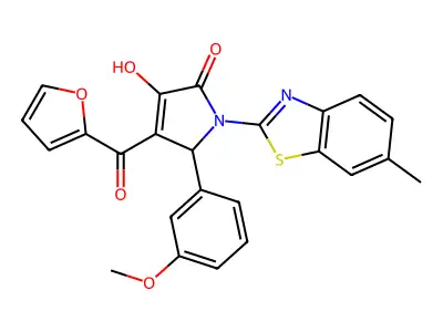 4-(2-Furylcarbonyl)-3-hydroxy-5-(3-methoxyphenyl)-1-(6-methylbenzothiazol-2-yl)-3-pyrrolin-2-one structure