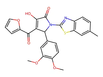 (4E)-5-(3,4-dimethoxyphenyl)-4-[furan-2-yl(hydroxy)methylidene]-1-(6-methyl-1,3-benzothiazol-2-yl)pyrrolidine-2,3-dione structure
