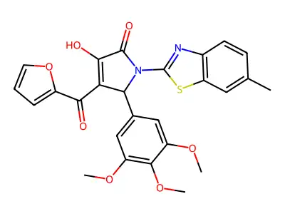 (4E)-4-[furan-2-yl(hydroxy)methylidene]-1-(6-methyl-1,3-benzothiazol-2-yl)-5-(3,4,5-trimethoxyphenyl)pyrrolidine-2,3-dione structure