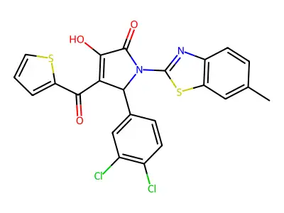 (4E)-5-(3,4-dichlorophenyl)-4-[hydroxy(thiophen-2-yl)methylidene]-1-(6-methyl-1,3-benzothiazol-2-yl)pyrrolidine-2,3-dione structure