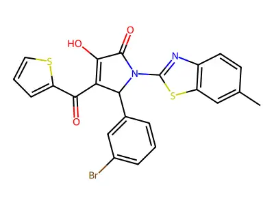 5-(3-Bromophenyl)-3-hydroxy-1-(6-methylbenzothiazol-2-yl)-4-(2-thienylcarbonyl)-3-pyrrolin-2-one structure