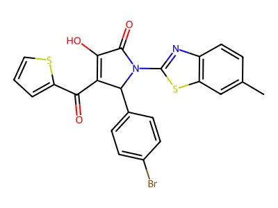 5-(4-Bromophenyl)-3-hydroxy-1-(6-methylbenzothiazol-2-yl)-4-(2-thienylcarbonyl)-3-pyrrolin-2-one structure
