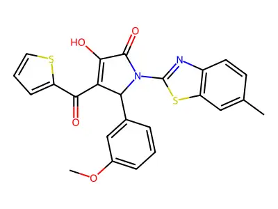 (4E)-4-[hydroxy(thiophen-2-yl)methylidene]-5-(3-methoxyphenyl)-1-(6-methyl-1,3-benzothiazol-2-yl)pyrrolidine-2,3-dione structure