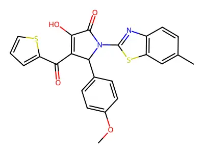 (4E)-4-[hydroxy(thiophen-2-yl)methylidene]-5-(4-methoxyphenyl)-1-(6-methyl-1,3-benzothiazol-2-yl)pyrrolidine-2,3-dione structure