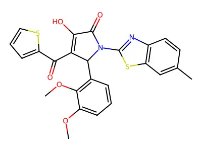 (4E)-5-(2,3-dimethoxyphenyl)-4-[hydroxy(thiophen-2-yl)methylidene]-1-(6-methyl-1,3-benzothiazol-2-yl)pyrrolidine-2,3-dione structure