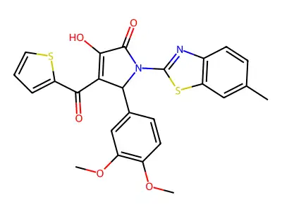 (4E)-5-(3,4-dimethoxyphenyl)-4-[hydroxy(thiophen-2-yl)methylidene]-1-(6-methyl-1,3-benzothiazol-2-yl)pyrrolidine-2,3-dione structure