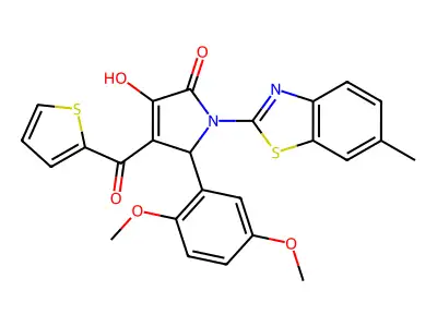 (4E)-5-(2,5-dimethoxyphenyl)-4-[hydroxy(thiophen-2-yl)methylidene]-1-(6-methyl-1,3-benzothiazol-2-yl)pyrrolidine-2,3-dione structure