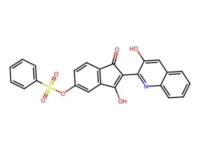 3-Hydroxy-2-(3-hydroxy-2-quinolyl)-5-((phenylsulphonyl)oxy)-1H-inden-1-one structure