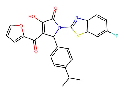 1-(6-fluorobenzothiazol-2-yl)-4-(2-furylcarbonyl)-3-hydroxy-5-[4-(methylethyl) phenyl]-3-pyrrolin-2-one structure