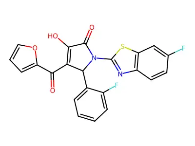 1-(6-Fluorobenzothiazol-2-yl)-5-(2-fluorophenyl)-4-(2-furylcarbonyl)-3-hydroxy-3-pyrrolin-2-one structure