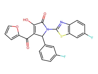 1-(6-Fluorobenzothiazol-2-yl)-5-(3-fluorophenyl)-4-(2-furylcarbonyl)-3-hydroxy-3-pyrrolin-2-one structure