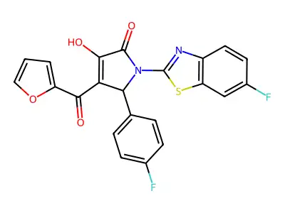1-(6-Fluorobenzothiazol-2-yl)-5-(4-fluorophenyl)-4-(2-furylcarbonyl)-3-hydroxy-3-pyrrolin-2-one structure