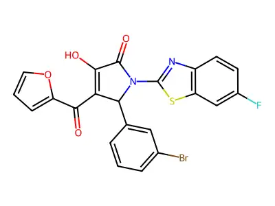 5-(3-Bromophenyl)-1-(6-fluorobenzothiazol-2-yl)-4-(2-furylcarbonyl)-3-hydroxy-3-pyrrolin-2-one structure
