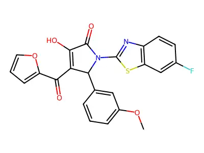 1-(6-Fluorobenzothiazol-2-yl)-4-(2-furylcarbonyl)-3-hydroxy-5-(3-methoxyphenyl)-3-pyrrolin-2-one structure
