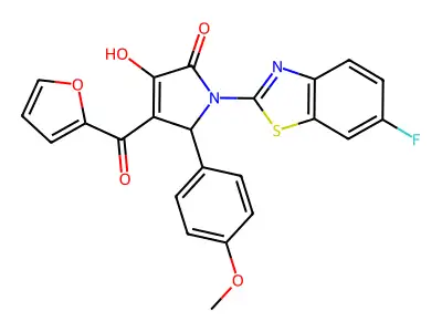 1-(6-Fluorobenzothiazol-2-yl)-4-(2-furylcarbonyl)-3-hydroxy-5-(4-methoxyphenyl)-3-pyrrolin-2-one structure