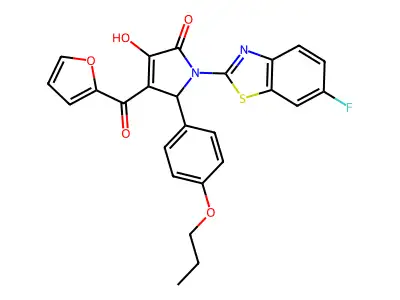1-(6-Fluorobenzothiazol-2-yl)-4-(2-furylcarbonyl)-3-hydroxy-5-(4-propoxyphenyl)-3-pyrrolin-2-one structure