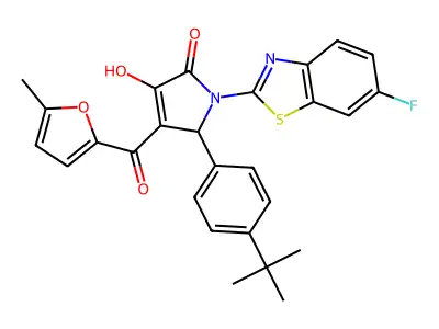 (4E)-5-(4-tert-butylphenyl)-1-(6-fluoro-1,3-benzothiazol-2-yl)-4-[hydroxy(5-methylfuran-2-yl)methylidene]pyrrolidine-2,3-dione structure