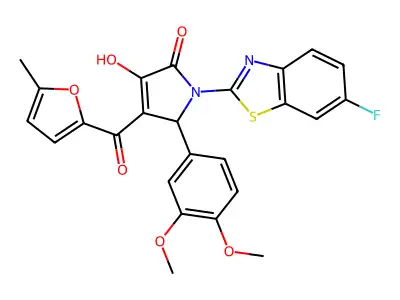 (4E)-5-(3,4-dimethoxyphenyl)-1-(6-fluoro-1,3-benzothiazol-2-yl)-4-[hydroxy(5-methylfuran-2-yl)methylidene]pyrrolidine-2,3-dione structure