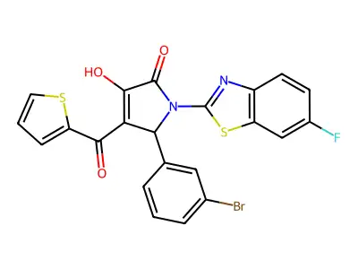 5-(3-Bromophenyl)-1-(6-fluorobenzothiazol-2-yl)-3-hydroxy-4-(2-thienylcarbonyl)-3-pyrrolin-2-one structure